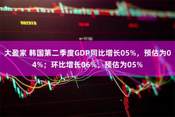 大盈家 韩国第二季度GDP同比增长05%，预估为04%；环比增长06%，预估为05%